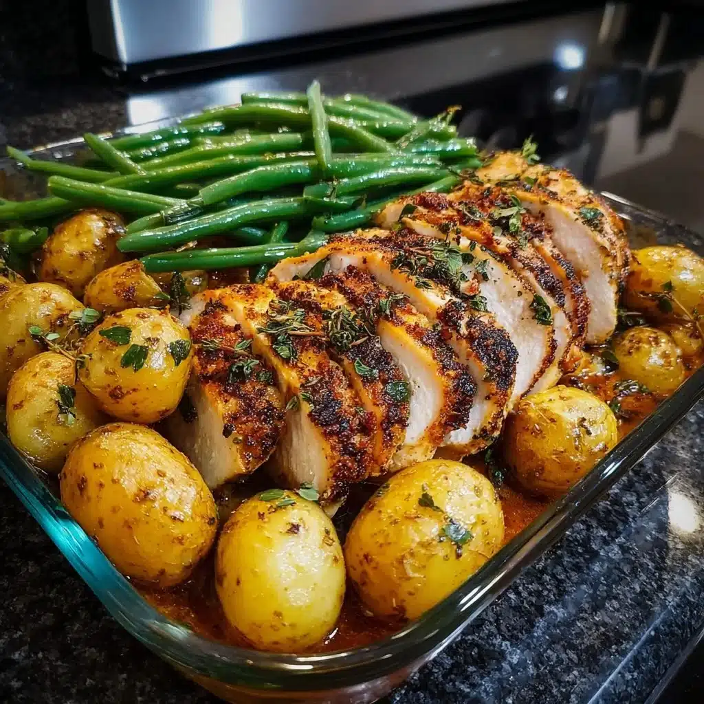 Plate of oven-roasted chicken with colorful roasted vegetables
