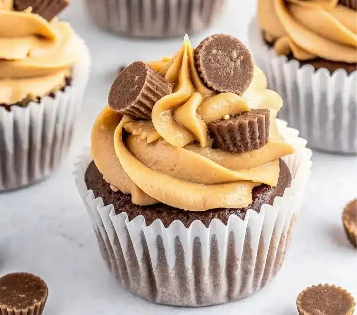 Reese’s Peanut Butter Brownie Cupcakes