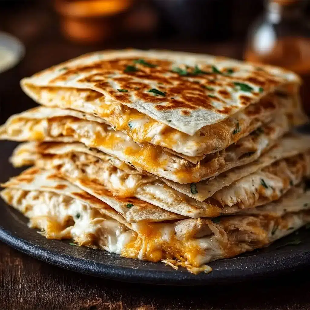 Delicious chicken quesadilla topped with cheese and salsa