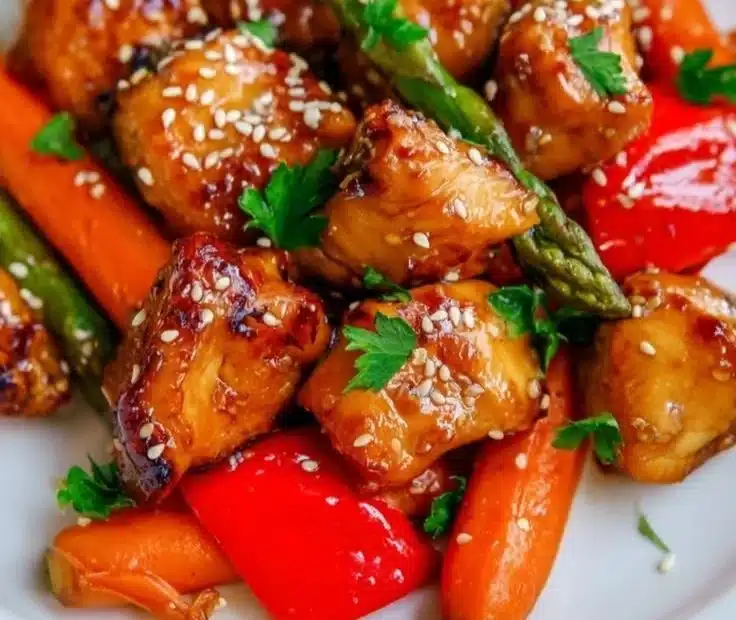 Sheet Pan Honey Garlic Chicken & Vegetables 4 Sheet Pan Honey Garlic Chicken & Vegetables