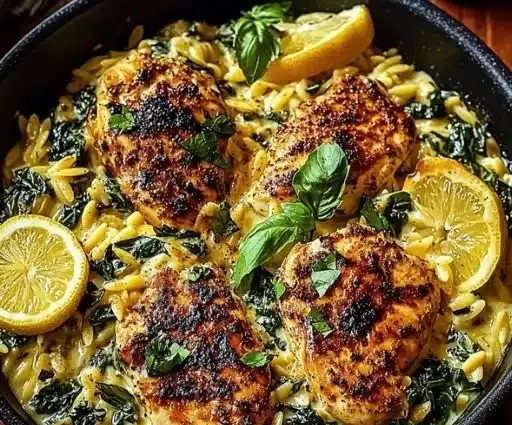 Creamy Lemon Chicken with Orzo Greens: Easy Comfort Meal