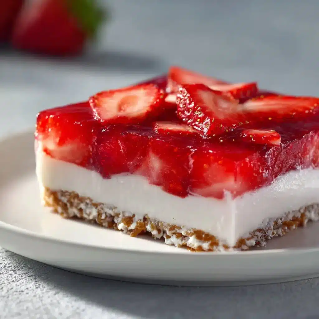 Delicious Strawberry Pretzel Salad with whipped topping and pretzel crust