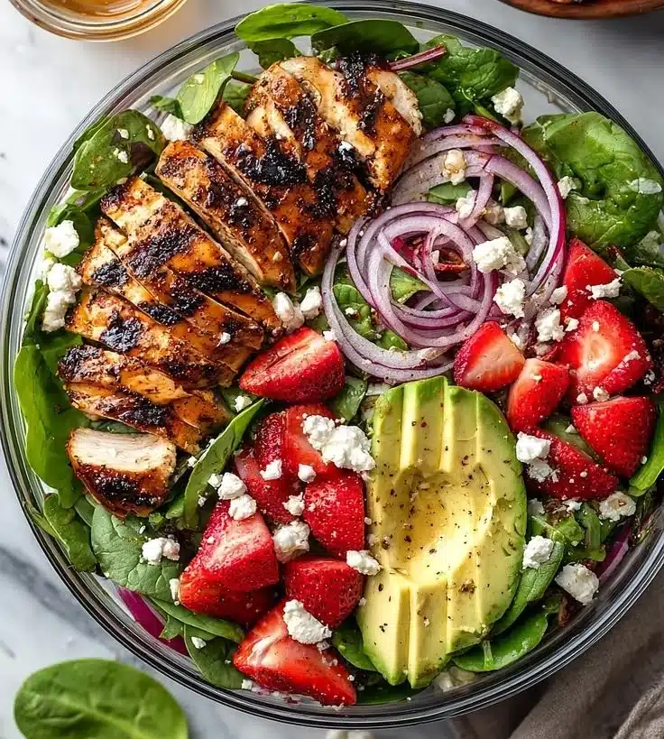 Strawberry Spinach Salad with Chicken