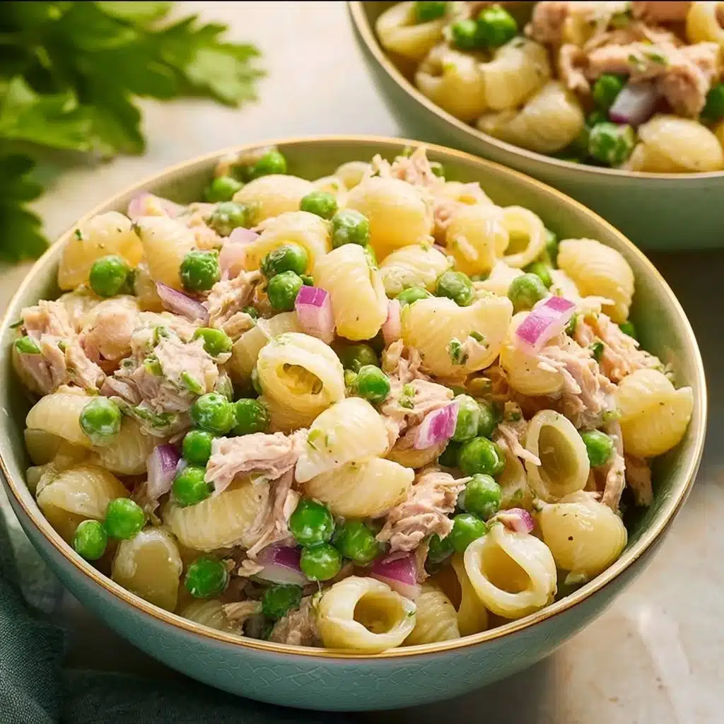 Delicious Tuna Pasta Salad served in a bowl with fresh ingredients