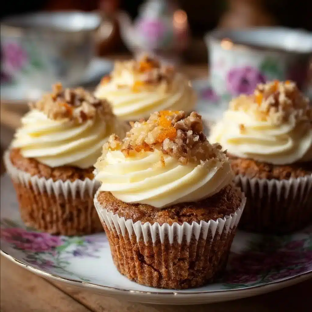 Carrot Cake Cupcakes Recipe 3 Delicious carrot cake cupcakes topped with cream cheese frosting