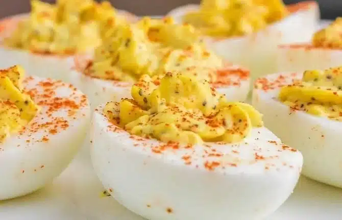 Classic Deviled Eggs served on a platter for a delightful appetizer.