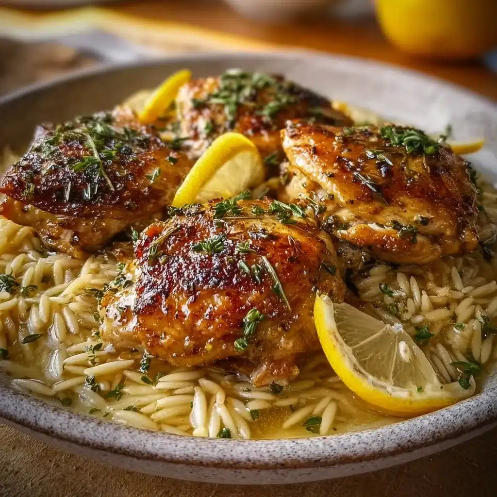 Greek Lemon Chicken served with orzo pasta