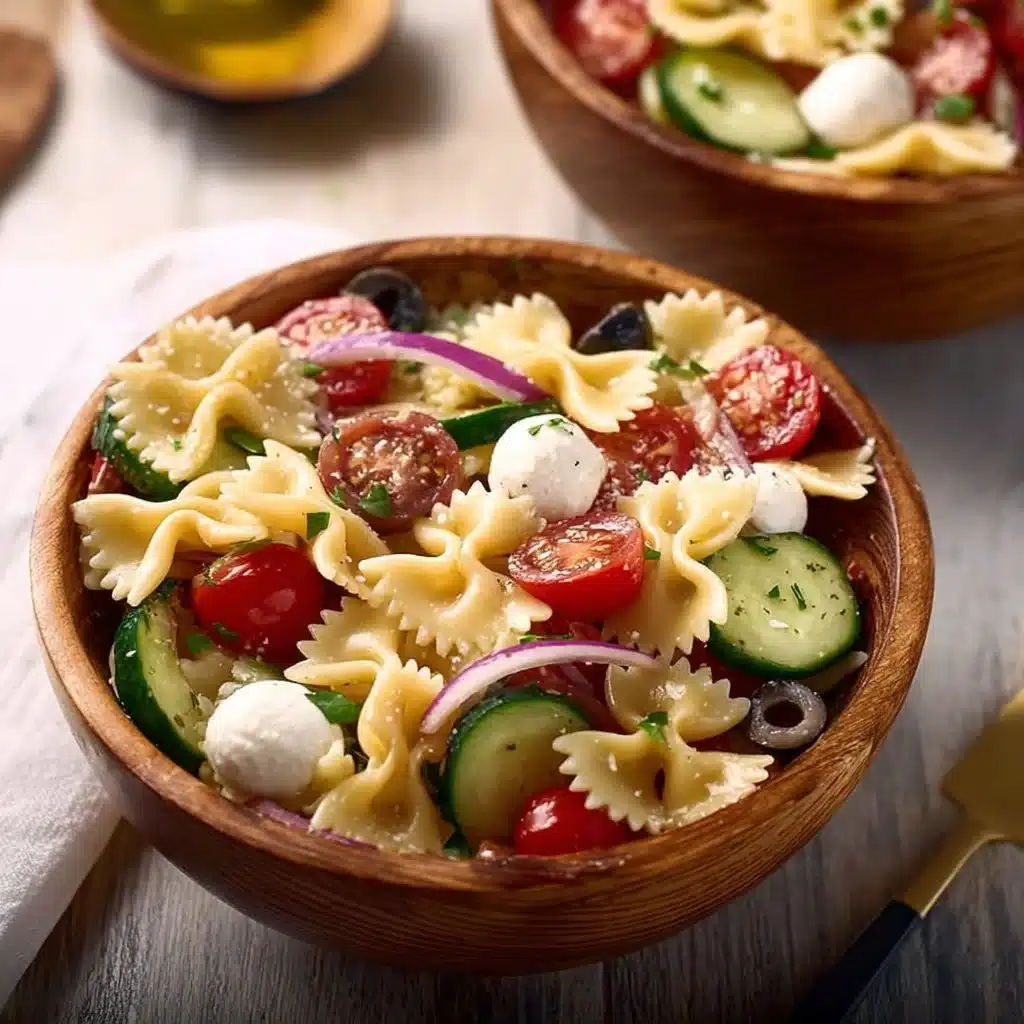 Italian Pasta Salad with fresh vegetables and delicious dressing
