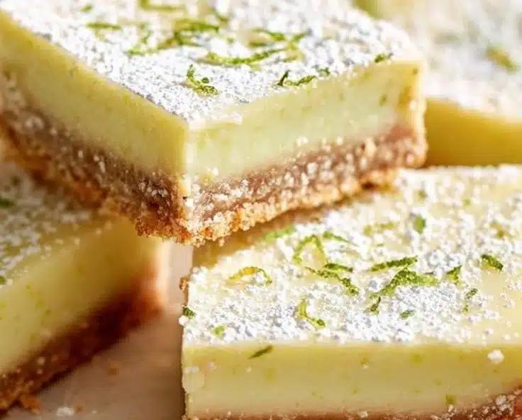 Delicious Key Lime Pie Bars topped with whipped cream and lime zest
