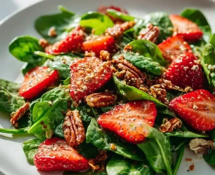 Best Strawberry Spinach Salad With Candied Pecans & Poppy Seed Dressing