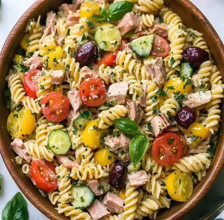 Mediterranean Tuna Pasta Salad Perfect for Summer Enjoyment