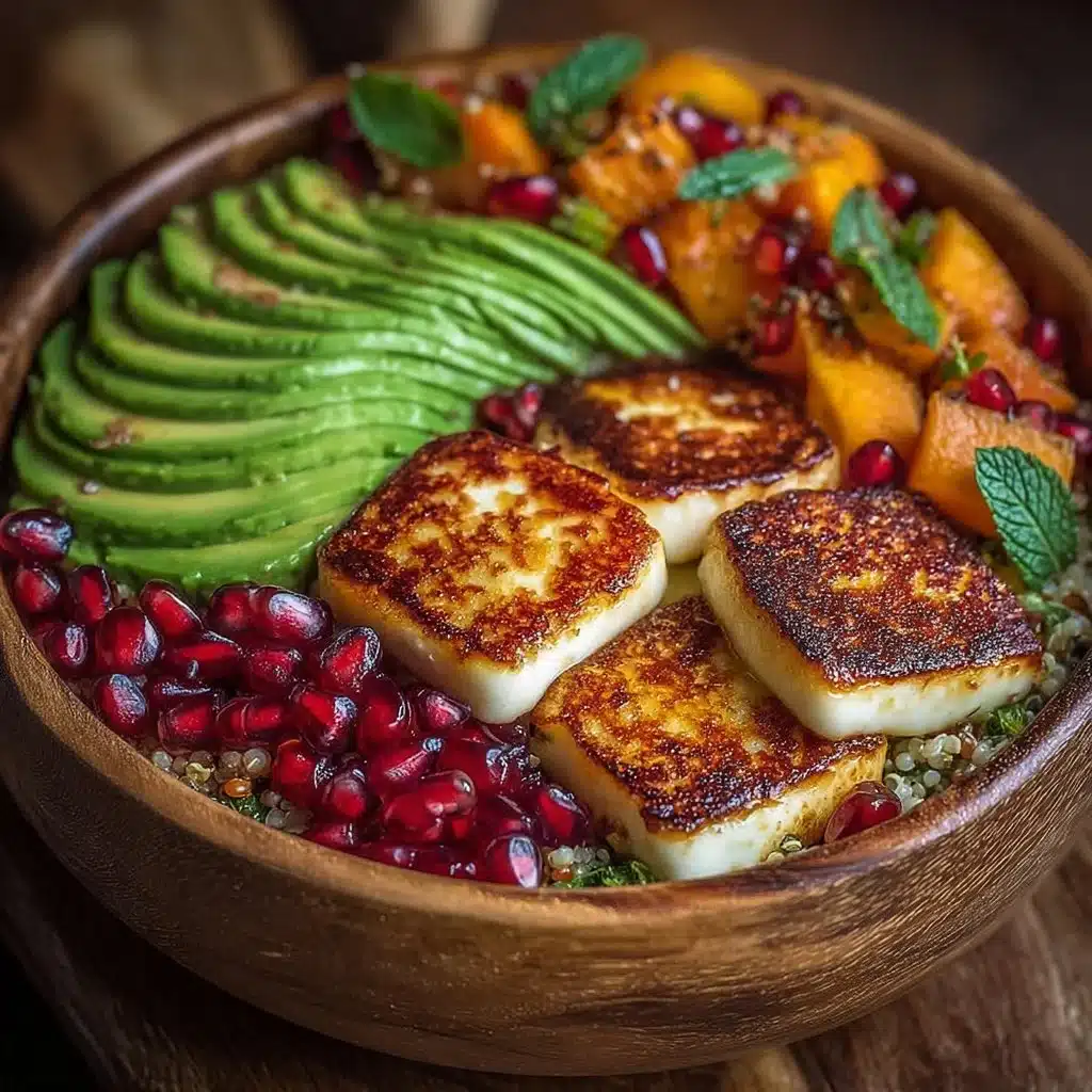 Hot honey halloumi bowls with vibrant vegetables and tasty sauce
