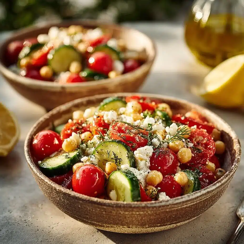 Colorful Mediterranean Chickpea Salad with vegetables and herbs