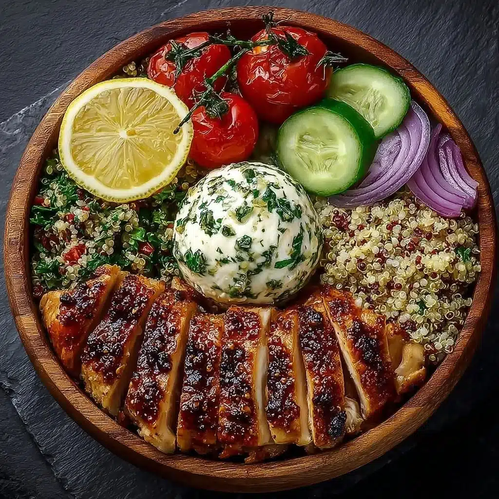Delicious Summer Mediterranean Chicken Bowls with fresh ingredients